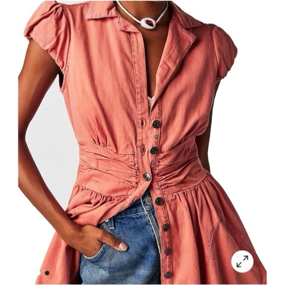 Free People Dresses & Skirts - Free People NWT Chester Denim Dress Lightest Rose Peach Small